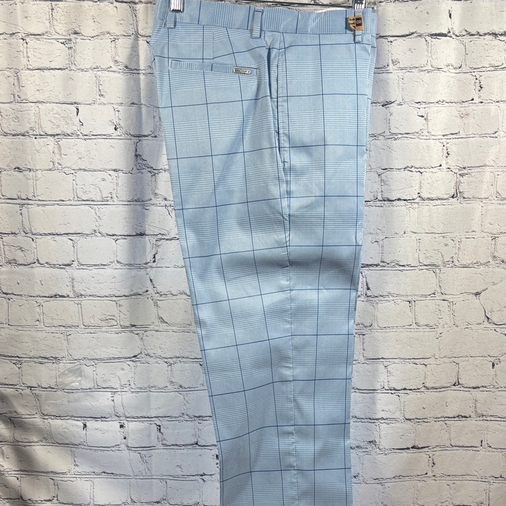 Greg Norman Collection Blue Plaid Golf Pants Size 32X34